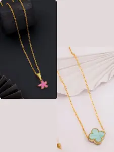 DressBerry Set of 2 Women Gold-Plated Chain With Charms Pendant
