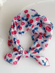 QUECY Floral Printed Silk Scarf