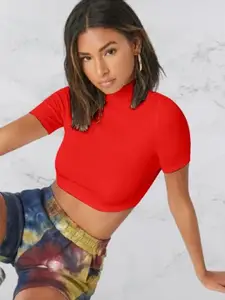 Dream Beauty Fashion Women Round Neck Fitted Crop Top