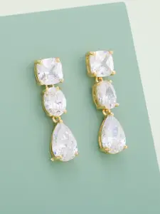 Kushal's Fashion Jewellery Gold Plated Zircon Studded Classic Drop Earrings