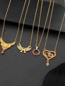 Anouk Women Set Of 4 Brass Gold-Plated Handcrafted Ethnic Necklace