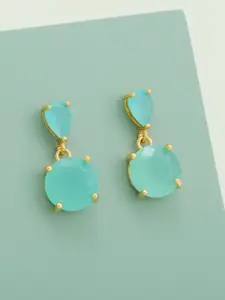 Kushal's Fashion Jewellery Gold-Plated Zircon Circular Shaped Drop Earrings