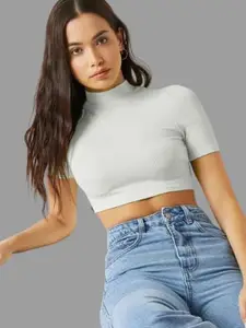 Dream Beauty Fashion Women High Neck Fitted Crop Top