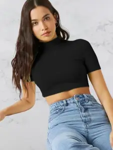 Dream Beauty Fashion Women XS High Neck Fitted Crop Top