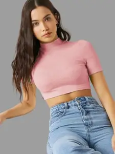 Dream Beauty Fashion Women High Neck Fitted Crop Top