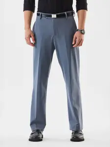 Snitch Men Solid Mid-Rise Regular Fit Formal Trousers