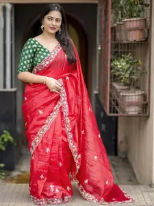 LeeliPeeri Designer Floral Zari Silk Blend Saree