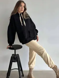 bebe Women Ribbed Pullover Sweatshirt