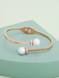 Kushal's Fashion Jewellery Rose Gold-PlatedZircon StuddedBangle