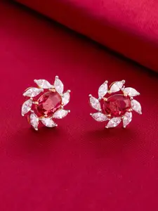 Kushal's Fashion Jewellery Gold-Plated Contemporary Studs Zircon Studded Earrings