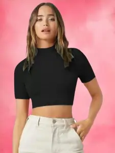 Dream Beauty Fashion Women High Neck Fitted Crop Top