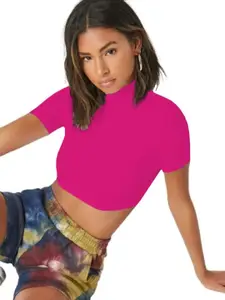 Dream Beauty Fashion Women High Neck Fitted Crop Top