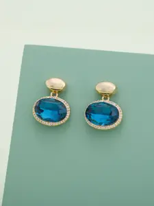 Kushal's Fashion Jewellery Gold-Plated Zircon Circular Shaped Drop Earrings