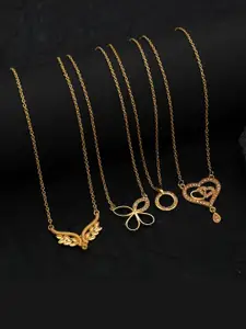 Anouk Women Set Of 4 Brass Gold-Plated Handcrafted Ethnic Necklace