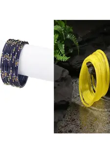 SOMIL Set of 24 Blue Alloy Artificial Stones & Beads Bangles