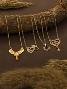 Anouk Brass Pack Of 4 Gold-Plated Chains With Pendant