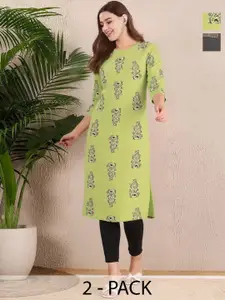 Anouk Rustic Selection Of 2 Women Ethnic Motifs Printed Crepe Kurta