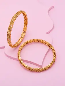 Kushal's Fashion Jewellery 2-Pcs Gold-Plated Bangle
