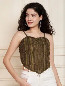 COTLAND FASHION Women Self Design Cotton Corset Crop Top