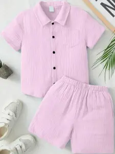 THE FASHION PRIME Boys Shirt Collar Short Sleeves Shirt With Short