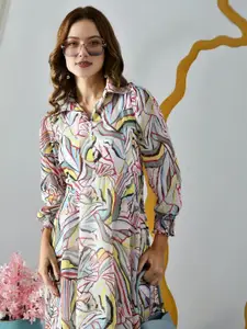 CLAFOUTIS Women Abstract Printed Layered Fit & Flare Maxi Dress