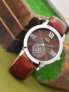 LOUIS DEVIN Men Patterned Dial Analogue Watch LD-GR079-BRWN
