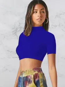 Dream Beauty Fashion Women High Neck Fitted Crop Top