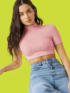 Dream Beauty Fashion Women High Neck Fitted Crop Top