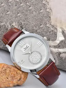 LOUIS DEVIN Men Printed Dial & Leather Straps Analogue Watch LD-GR079-WHT-BRW