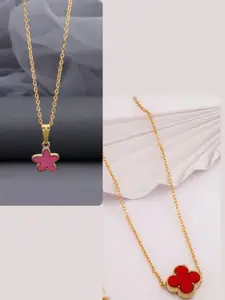 DressBerry Set of 2 Brass Gold-Plated Handcrafted Necklace