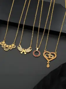 Anouk Pack of 4 Brass Gold-Plated Chain With Pendants