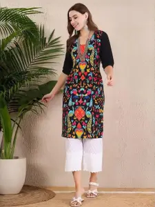 Anouk Rustic Women Ethnic Motifs Printed Crepe Straight Kurta