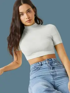 Dream Beauty Fashion Women XS High Neck Fitted Crop Top
