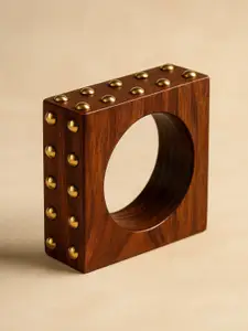 ATIBELLE Square-Shaped & Round Stone Studded Bangle