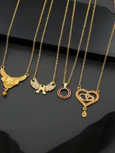 Anouk Women Set Of 4 Brass Gold-Plated Handcrafted Ethnic Necklace