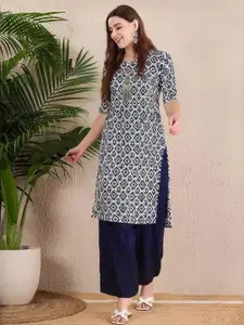 Anouk Rustic Floral Printed Round Neck Straight Kurta