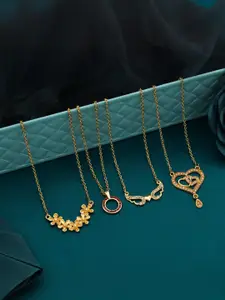 Anouk Women Set Of 4 Brass Gold-Plated Handcrafted Ethnic Necklace