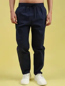 V-Mart Men Cotton Solid Mid-Rise Trousers