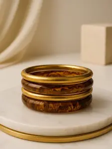 ATIBELLE Set Of 4 Gold-Plated Glossy Bangles