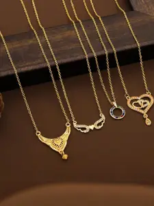 Anouk Brass Pack Of 4 Gold-Plated Chains With Pendant