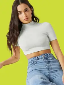Dream Beauty Fashion Women High Neck Fitted Crop Top