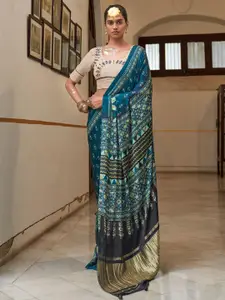 Saree mall Ajrak Block Silk Blend Patola Sarees