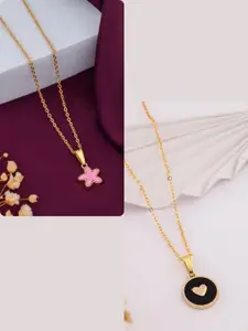 DressBerry Set of 2 Brass Gold-Plated Necklace