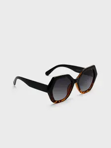 20Dresses Women Black Lens & Brown Oversized Sunglasses with