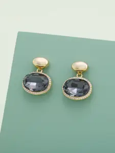 Kushal's Fashion Jewellery Gold-Plated Zircon Circular Shaped Drop Earrings