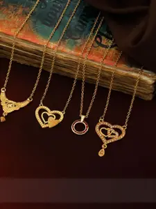 Anouk Women Set Of 4 Brass Gold-Plated Handcrafted Ethnic Necklace