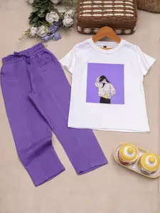 HEERALI FASHION Girls Printed Round Neck T-shirt With Pyjamas