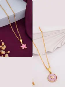 DressBerry Set of 2 Brass Gold-Plated Necklace
