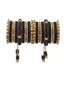 RIJOLI Artificial Stones and Beads Alloy Bangle with Latkan set