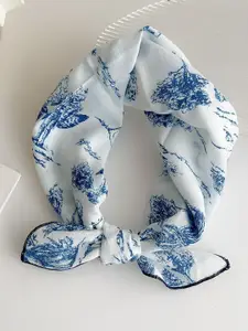 QUECY Abstract Printed Silk Scarf